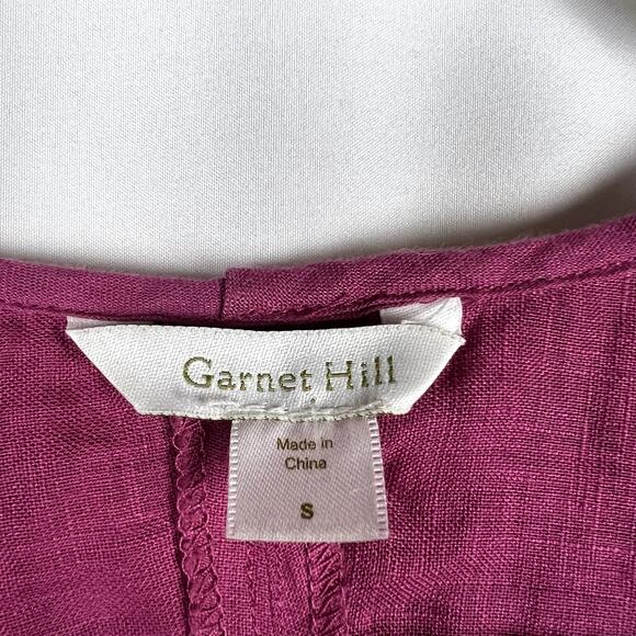 Garnet Hill Woman size‎ S 100% Linen Oversized Shift Dress Ruffle Tie Breathable - Picture 3 of 11